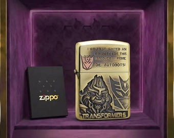 Retro Roboter Geschenk für ihn, Sammlerstück Zippo Feuerzeug Gold-Finish, Männer Accessoires, Geburtstagsgeschenk, Jahrestagsgeschenk, Vatertagsgeschenkidee
