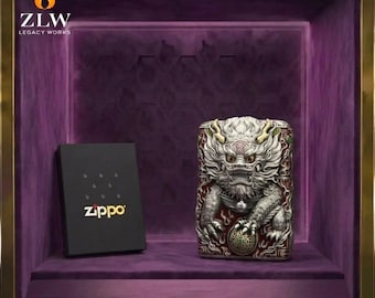 Komplizierte Dragon Guardian Design Zippo Feuerzeug Sammlerstück, asiatische Kunst Metall Finish Geschenk für ihn Geburtstagsgeschenk Herrenzubehör Jahrestag