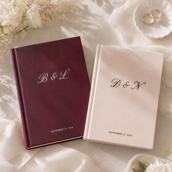 Personalized Wedding Vow Book Set, Custom His and Hers Vow Books, Bride and Groom Ceremony Booklets, Wedding Keepsake Gift