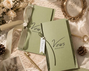 Custom Wedding Vow Books Set of 2, Elegant Bride and Groom Vow Booklets, Personalized Ceremony Booklets, Wedding Day Keepsake