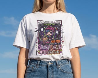 Scenecore Shirt Halloween Emo Tee | Spooky Season Celebration Y2K Alt Fashion, Cute Goth Pumpkin Top, Scene Kid Clothing