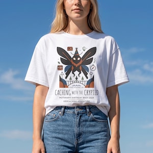 Mothman Shirt Geocaching | Caching With The Cryptid Tee, Point Pleasant West Virginia Legend, Funny Paranormal Hiker Gift, Cryptidcore