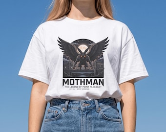Mothman Shirt The Legend of Point Pleasant WV | Cryptid Graphic Tee, Urban Legend Merch, Weirdcore Aesthetic Clothing, Spooky Horror Gifts