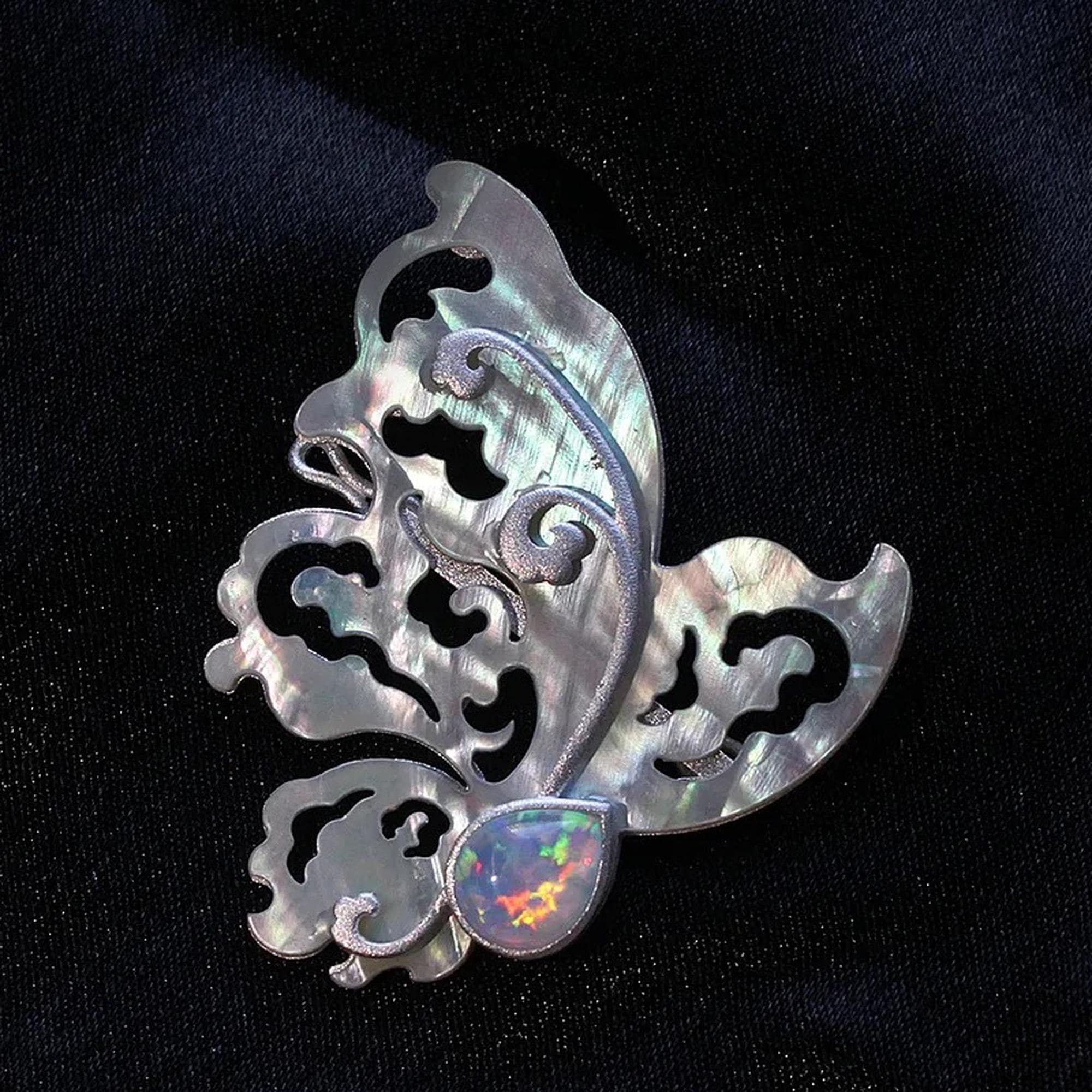 Bohemian Sterling Silver and Mother of Pearl Inlay Hair Pin Roma Hair Pins - Mother of Pearl — Edera Jewelry | Heirloom  main image 4