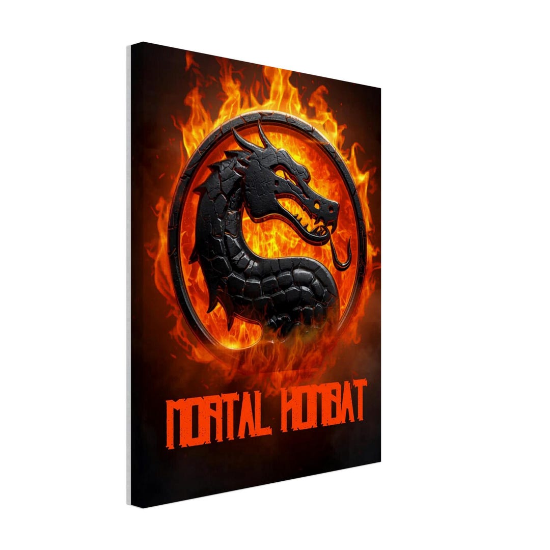 Mortal Kombat Dragon Logo Canvas Print: Fiery Wall Art Home Decor - Etsy