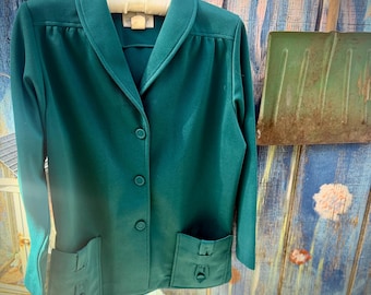 Blazer vert émeraude vintage des années 1970 • Veste de style Miami Mod That Girl