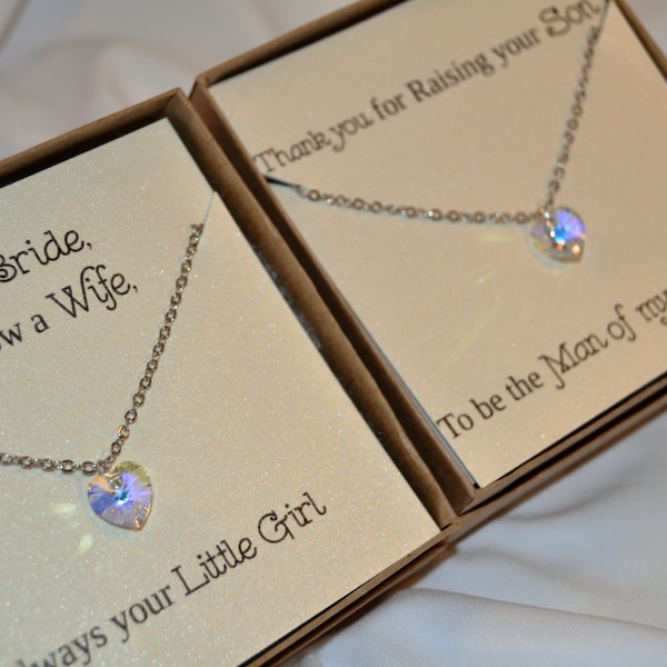 Swarovski Heart Necklace Mother of the Bride and Mother of the Groom Set