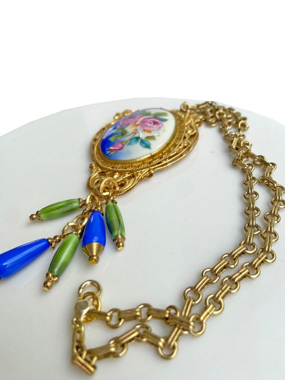 Incredibly Beautiful Hand Painted Vintage Necklac… - image 6