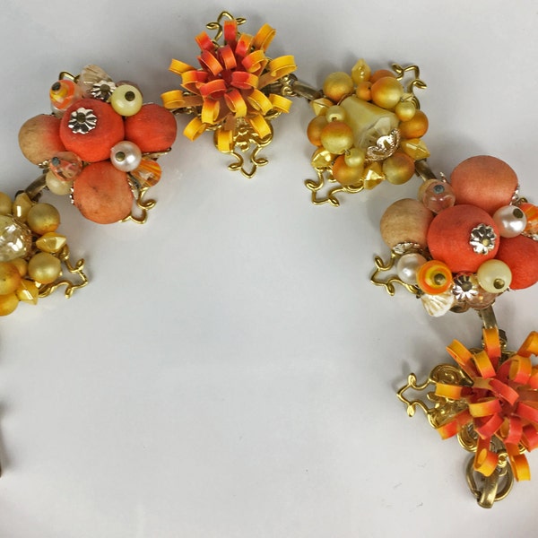 OOAK Vintage Earring Bracelet ~ All Quality Pieces ~ Stunning Combination of Yellow's and Oranges ~ Bridesmaid Gift ~ Upcycled ~ Autumn!