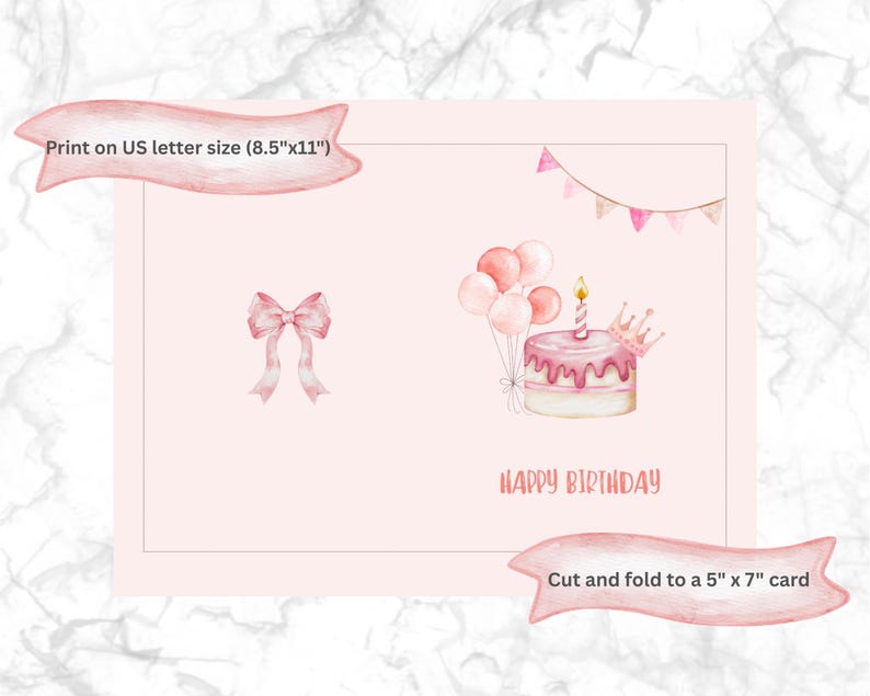 Printable Pink Birthday Card – Soft Watercolor Design - Etsy