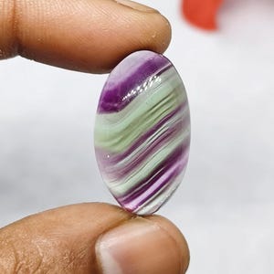 Natural Fluorite Stone | Purple Green Fluorite Cabochon Oval Shape Loose Gemstone For Making Jewelry 30.40Ct 27X15X8MM A255