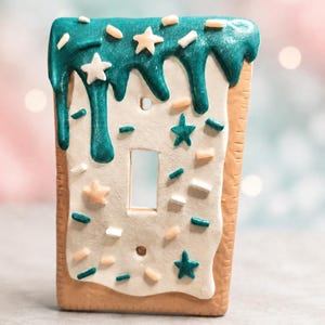 Sparkling Emerald Polymer Clay Switch Plate, Toaster Pastry Single Toggle/Rocker Cover