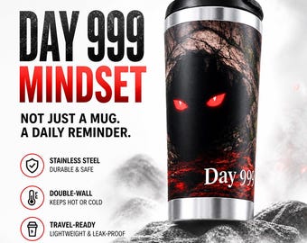 Dark Fantasy Travel Mug 450ml (15oz), Stainless Steel Coffee Tumbler, Red Eyes Design