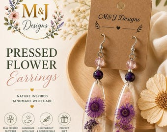 Violet Garden Drop Earrings (Teardrop with beads)