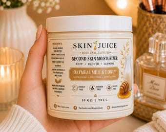 10 oz SKIN JUICE Oatmeal Milk & Honey Second Skin Moisturizer Soft Smooth Glowing Skin Thick Creamy Balm Texture Oatmeal Honey Fragrance