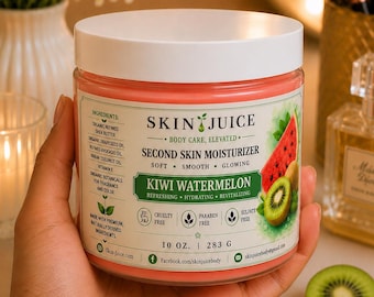 10 oz SKIN JUICE Kiwi Watermelon Second Skin Moisturizer Soft Smooth Glowing Skin Thick Creamy Balm Texture Watermelon Kiwi Fragrance