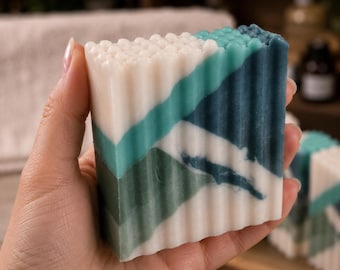3 barras de jabón de leche de cabra, eucalipto escarchado y menta, jabón artesanal hecho a mano de tamaño completo, hidratante, con espuma rica y cremosa, ideal para un baño de spa.