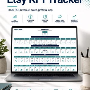Etsy Sales & ROi Tracker Excel | Ad Spend Tracker | Etsy Ads Dashboard | Sales Analytics Spreadsheet | ROI Marketing KPI Template