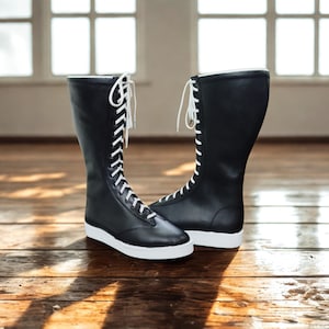 knee high pro wrestling boots with lifts