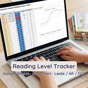 Kids Reading Level Tracker Printable | Lexile F&P AR Score Log Google Sheets | Elementary Reading Progress Chart K-6