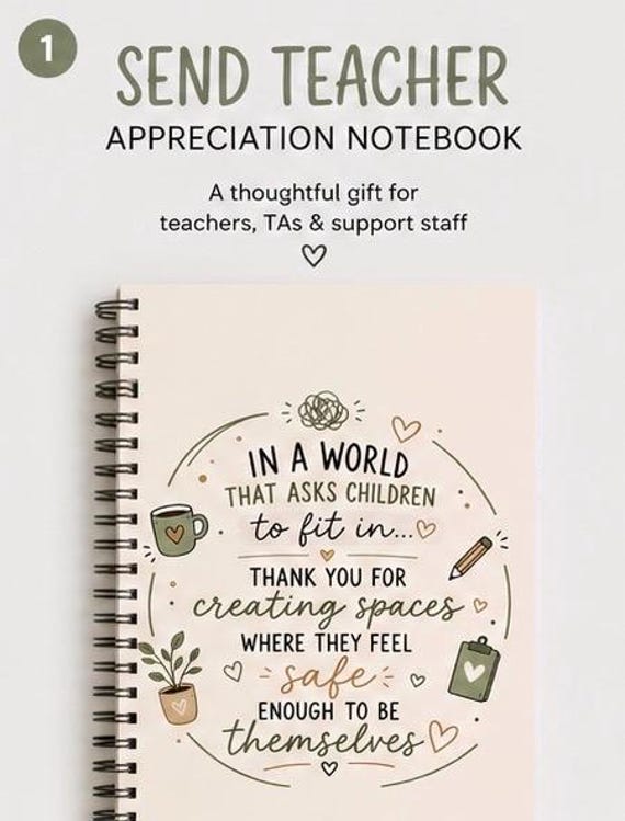 SEND Teacher Appreciation Notebook | Teaching Assistant Gift | SEN Teacher Gift | End of Year Teacher Thank You | SEND Support Staff Gift