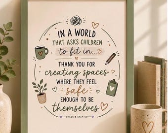 SEND Teacher Appreciation Framed Print | Autism Teacher Gift | SEN Teaching Assistant Gift | End of Term Teacher Thank You | Classroom Wall