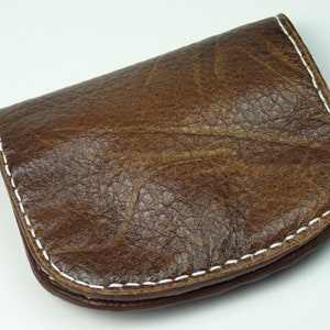 CLARENCE Brown & Khaki Leather Purse Hand Stitched For Men and Women image 1