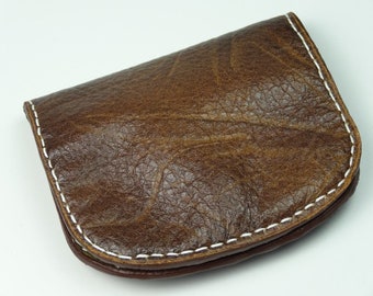 CLARENCE - Brown & Khaki Leather Purse - Hand Stitched - For Men and Women