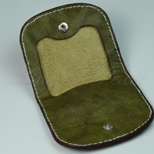 CLARENCE Brown & Khaki Leather Purse Hand Stitched For Men and Women image 2
