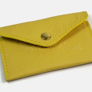 Porte-cartes Cuir Jaune - Couture Main - Pour Homme et pour Femme - SANDY -
