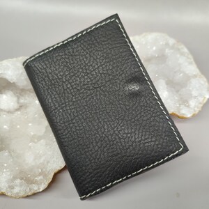 Portefeuille en Cuir Pleine Fleur Gris Anthracite - Couture Main - LOU -