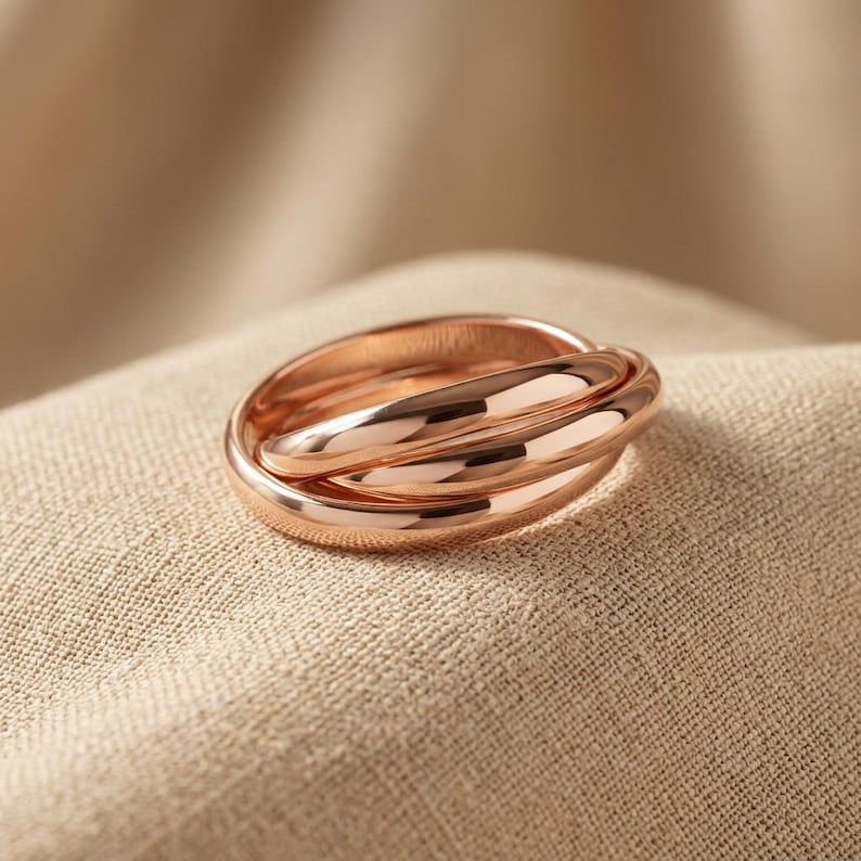 14k Interlocking Triple Spinner Band Ring • Gold Stress Relief Thumb ...