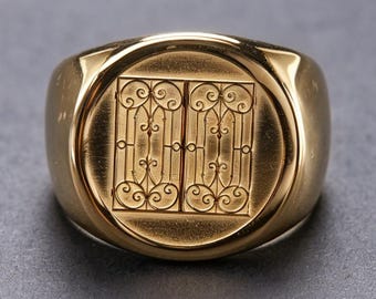 Anillo de promesa vintage americano rústico de hierro forjado con filigrana y baño de oro de 18 quilates