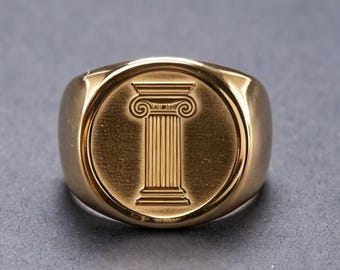 Vintage Neoclassical Roman Column 14K Gold Ring Wedding Band