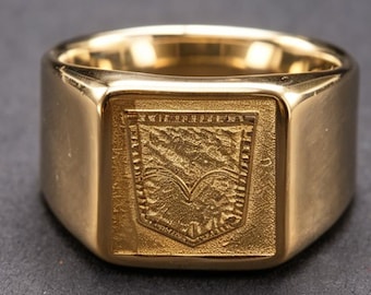 Anillo vaquero estilo western de oro de 14 quilates con textura vaquera desgastada de estilo vintage.