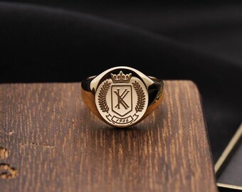 Vintage Gold Crown Shield Signet Ring 1986 Heirloom Keepsake