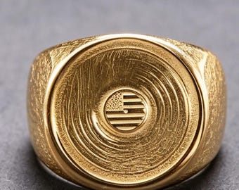 Anillo unisex vintage de vinilo de platino Pt950