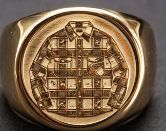 Anillo cuadrado de platino 950 con acabado envejecido, estilo vintage, regalo para hombre.