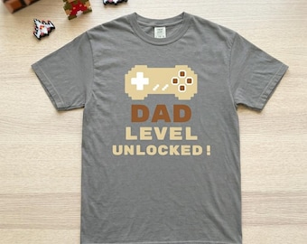 Maglietta "Dad Level Unlocked" - Abbigliamento per papà gamer - Idea regalo per il neo papà - Abbigliamento gaming per papà - Regalo per la festa del papà - Top da videogioco
