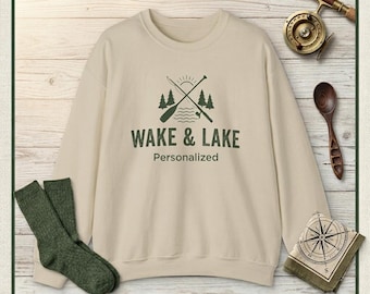 Felpa personalizzata per casa sul lago, girocollo per vacanze in famiglia, pullover a tema vita sul lago, regalo personalizzato per la baita, maglietta con nome personalizzato, abbigliamento alla moda