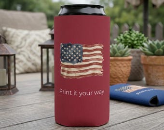 Portabevande slim personalizzato USA, custodia per acqua frizzante personalizzata, bomboniera patriottica per addio al nubilato, contenitore per bevande per il 4 luglio, isolante sfuso