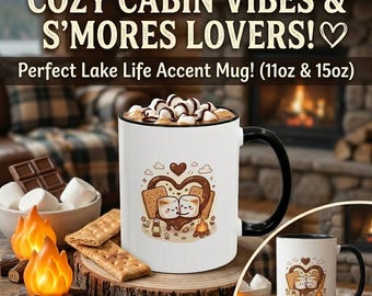 Tazza da caffè Smore Love Tazza decorativa da 11 oz Regalo per amanti del campeggio Regalo carino per coppie Tazza di cioccolata calda con marshmallow Cioccolatini da campeggio per esterni Bicchiere da bere Top