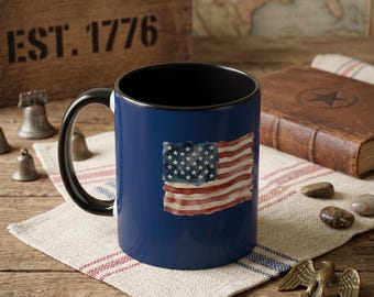 Tazza da caffè con bandiera americana / Tazza con decorazioni patriottiche da 11 oz e 15 oz, tazza in ceramica con stelle e strisce, regalo per il 4 luglio, tazza USA per tutti