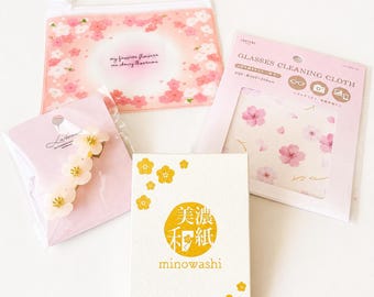 Japanese Beauty Gift Set 5 Styles Oil Blotting Paper Sakura Kawaii Hair Accessories Cherry Blossom Pouch Fragrance Sachet Cute Care Bundle