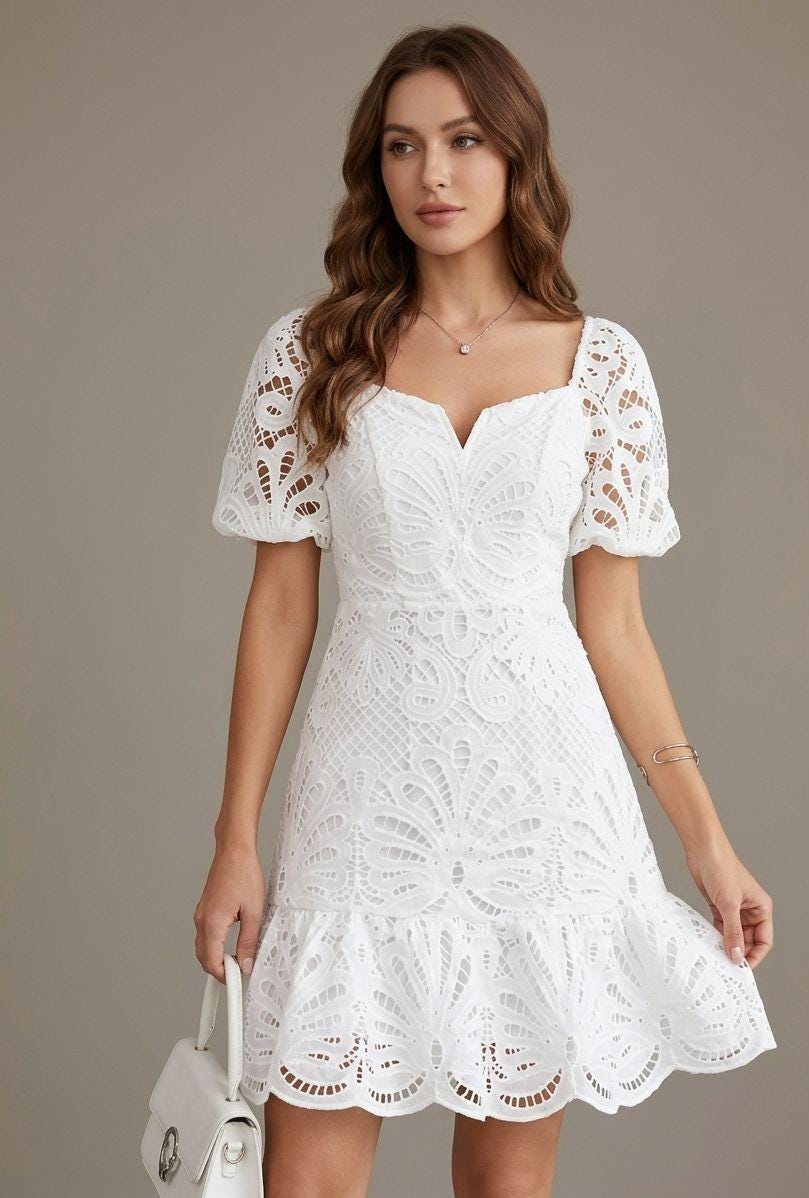 White Graduation Lace Dress - Etsy White Graduation Lace Dress - Etsy