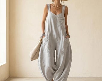 Mono elegante sin espalda, pantalón ancho con cuello cuadrado, mono corto de verano sin mangas.