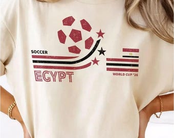 Retro Ägypten Fußball Welt 2026 Komfort Farben Shirt, 2026 Fußball-Fan-Shirt, Geschenk für Fan-Vatertag