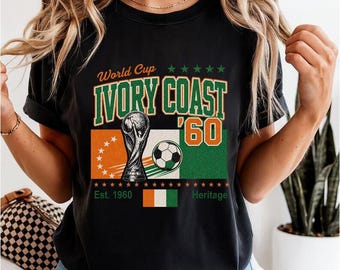 WM Elfenbeinküste 60er Est. 1960er Jahre Vintage T-Shirt | Vintage Fußball-Fan Geschenk | Cote D'Ivoire Football Pride Tee