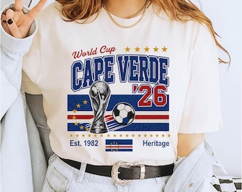 Kap Verde WM 2026 T-Shirt - Distressed Fußball Fan Bekleidung, Est. 1982 Erb-Fußball-T-Stück, Nationalstolz Geschenk