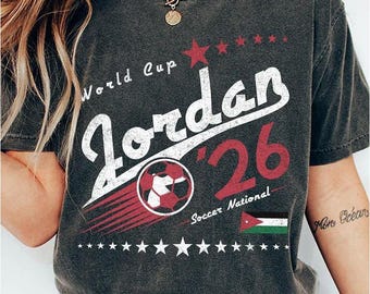 Retro Jordanien Fussball World Comfort Colors Shirt, 90er Jahre Fussball Team World Graphic Tee